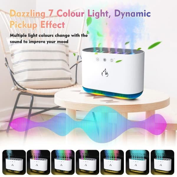 900ML Luftfugter, Dynamisk Pickup Rumluftfugter med 6 Dyser og 7 LED-farver, 25dB Ultra Stille