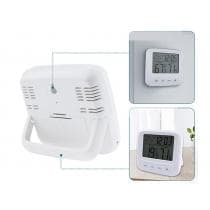 Hygrometer, termometer og klokke - 3-i-1 Hvit