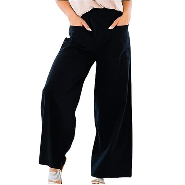 Dame Mode Casual Scoop Brede Ben Bukser Sort Sort L Black L