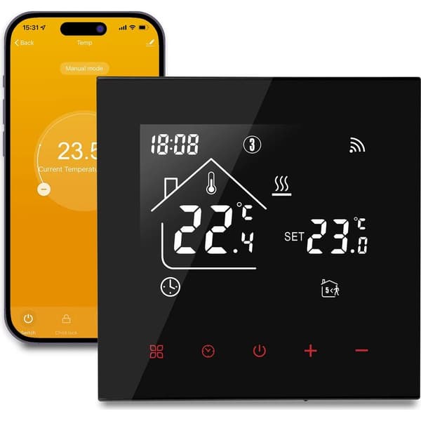 WiFi Smart Termostat til Hjemmet, Smart Termostat til Gulvvarme, Trådløse Programmerbare Rumtermostater, Kompatibel med Alexa og