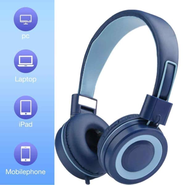 Hodetelefoner – Sammenleggbare stereo med 1,5 m ledning, 3,5 mm jack for iPad/skole/reise