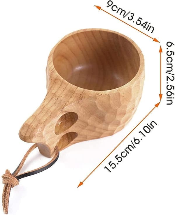 Träkaffemugg, trämugg, bärbar träkopp, drickskopp, tekopp, handgjord träkopp för vandring, camping, kök, utomhus