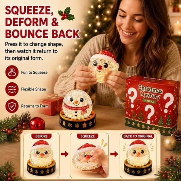 Jul Squishy Dumplings Mystery Blind Box (Tomte Pepparkaka) | Bløde festlige dumplingkarakterer med blandede designs til skrivebordet