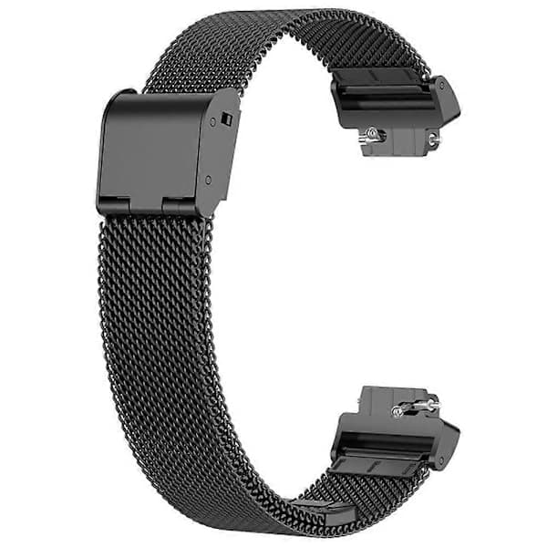 Kompatibel med Fitbit Inspire 3 Fintmasket armbånd i rustfrit stål Erstatningsrem til Smartwatch med spænde Sort Sort Sort Sort