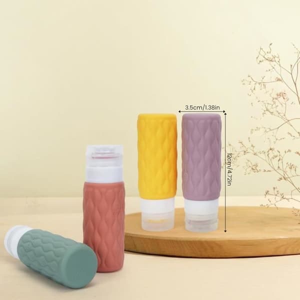 4-delat reseflaskset, påfyllningsbara 100 ml resebehållare, reseflaskor i silikon, små tomma reseschampoflaskor