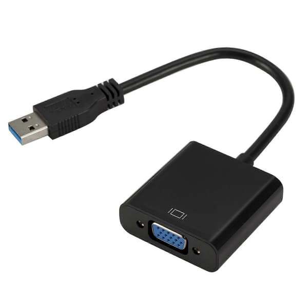USB3.0 til VGA Adapter USB til VGA Eksternt Grafikkort VGA Konverter - Sort
