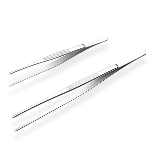 Rustfrit Stål 304 Køkkentang - Grill og Stegning - Tåler Opvaskemaskine - 20/30cm Sølv Lige