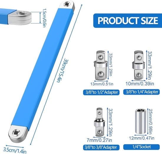Pro Offset Förlängningsnyckel – Vikbar spärrnyckel med 1/2\", 1/4\" & 3/8\" adaptrar – Svart