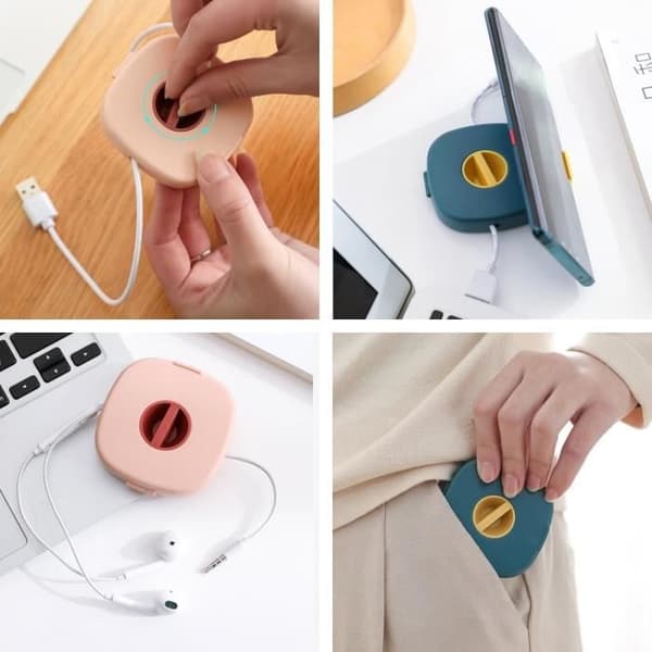 Kabelklemmer, kabelopruller, øretelefonkabelklemme, datakabelholder, USB-opladerkabelorganisator (3 stk.)
