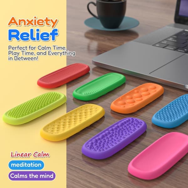 Sensoriske Fidget Sticks – 8-pakning teksturerte silikonstrimler for autisme, ADHD og angst