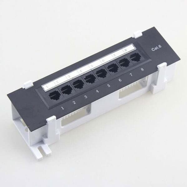 CAT6 8-port oskyddad patchpanel T568A/B väggmonterad RJ45 Ethernet-nätverk
