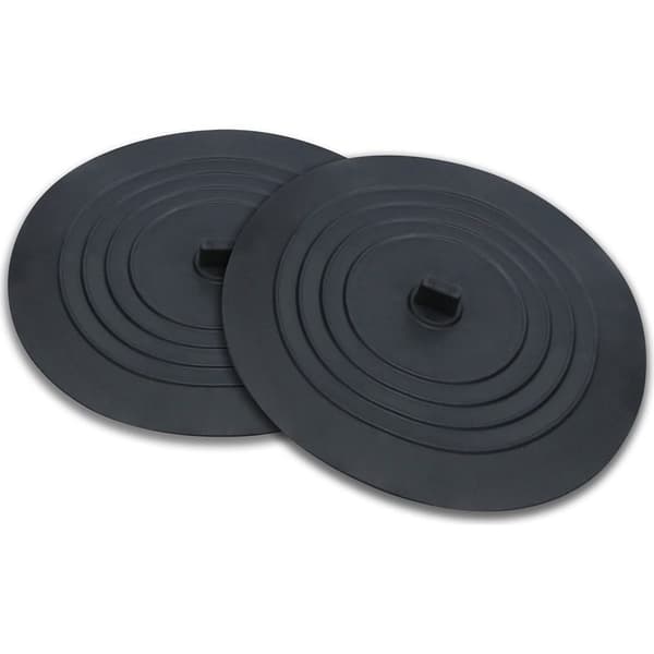 Set med 2 silikonavloppsproppar, diskbänksproppar, badkarsproppar, 15 cm, för diskbänk, badkar, svart