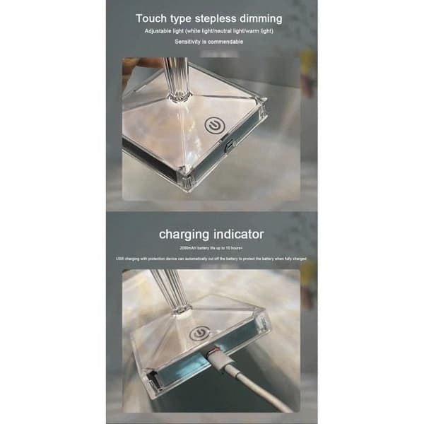 Bordlampe - AUTREMENT - 2021 - Akrylkrystall - Trefarget - USB Oppladbar