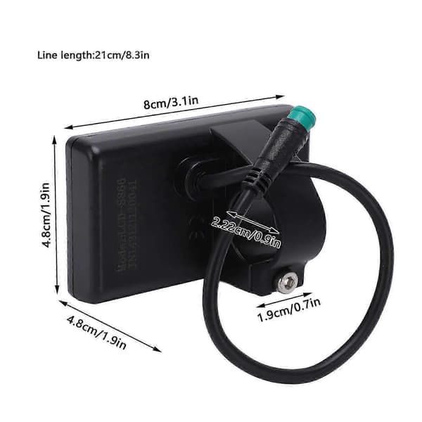 S866 Elektrisk Sykkel LCD Display Meter 24V 36V 48V Elektrisk Sykkel Kontrollpanel med Vanntett Plugg