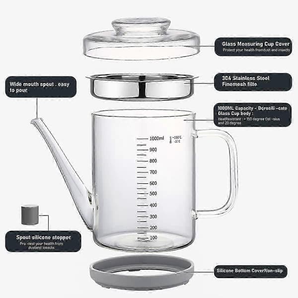 Oliedispensere Separator, Varmebestandigt Glas, med Si i Rustfrit Stål