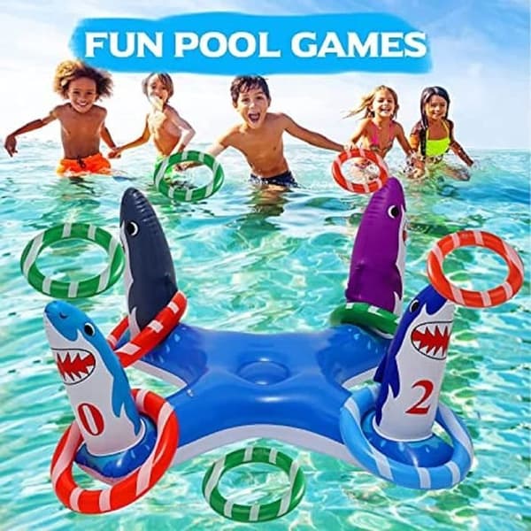 Uppblåsbar Pool Ringkastning Poolspel Leksaker Flytande med 4 st Ringar för Multiplayer Vatten Poolspel Barn Familj Poolleksaker