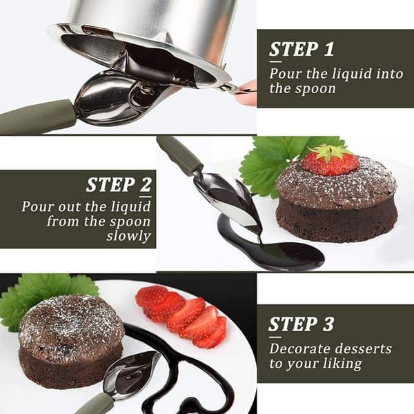 Skeer, tilspidset tud, rustfrit stål, kagedekoration, dessertsauce