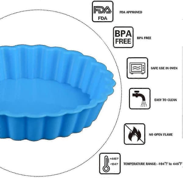 Silikon kakeformer runde gjenbrukbare terteformer non-stick mini paiformer bakeutstyr