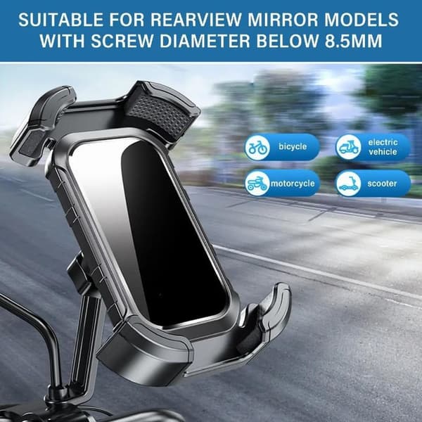 Motorcykel Telefonholder – Anti-vibrations universal 360° roterende til styr, hurtig montering og afmontering