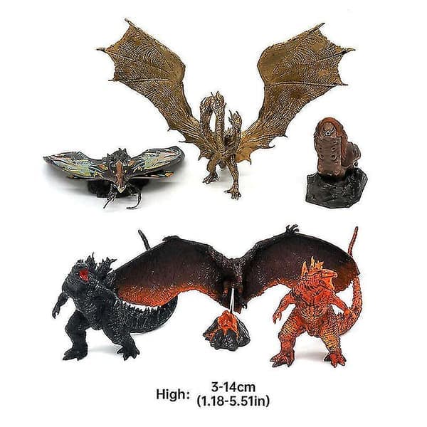Godzilla 6-pack King Of Monsters 5 Leksaksmodellset Present Ghidorah Mothra