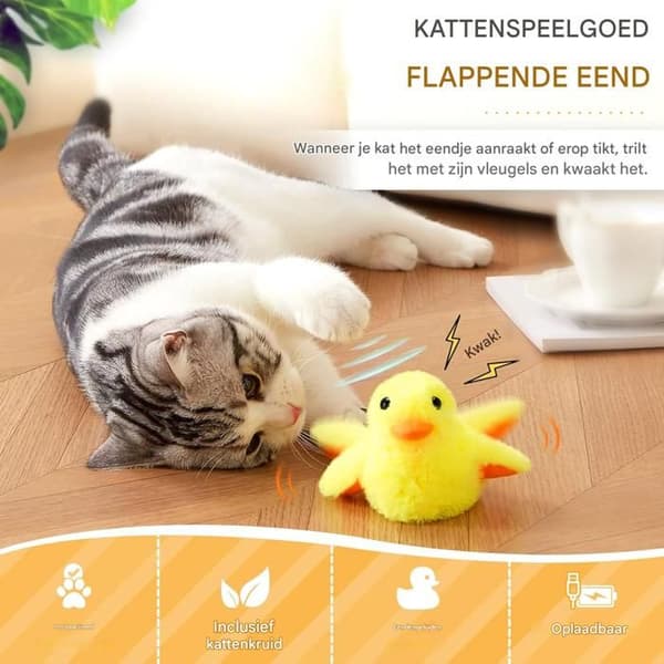 Interaktiv elektrisk katteleke - Andeform med lydeffekter - Myk/normal/dynamisk vingeflapping