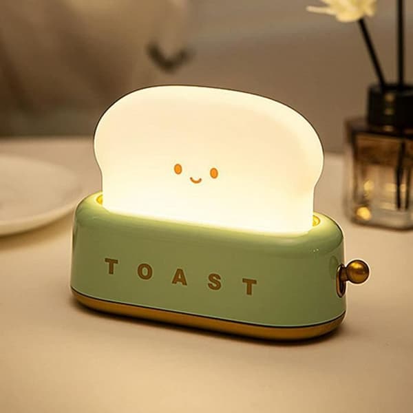 Sød natlampe - Toastlampe til børn - USB genopladelig - Med timer - Bærbar sengelampe