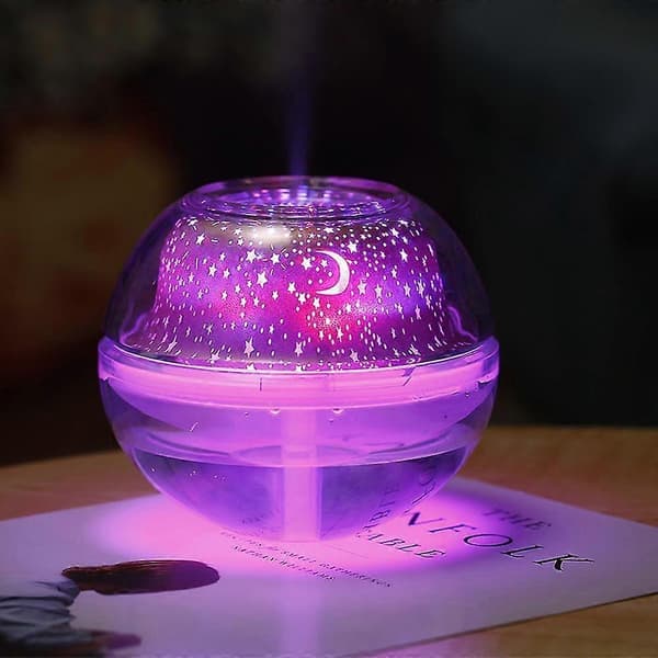 USB Farverig LED Projektorlampe Luftfugter Krystal Projektionslampe Natlys