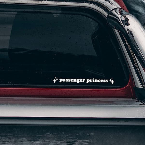 stk Passasjerprinsesse Dekaler Bokstav Bil Bakspeil Hvit White