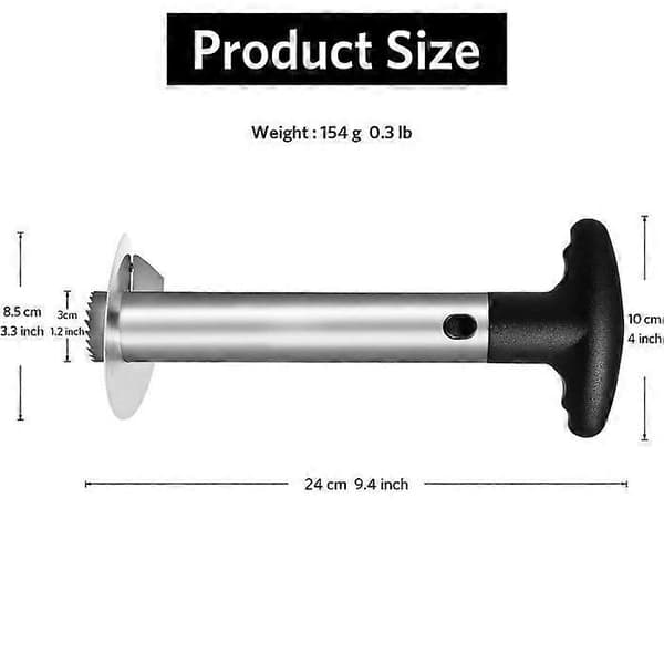 Ananaskutter, ananasutkjerner med matkvalitetsblad i rustfritt stål og ABS-håndtak, ananasskreller, 24 cm, svart