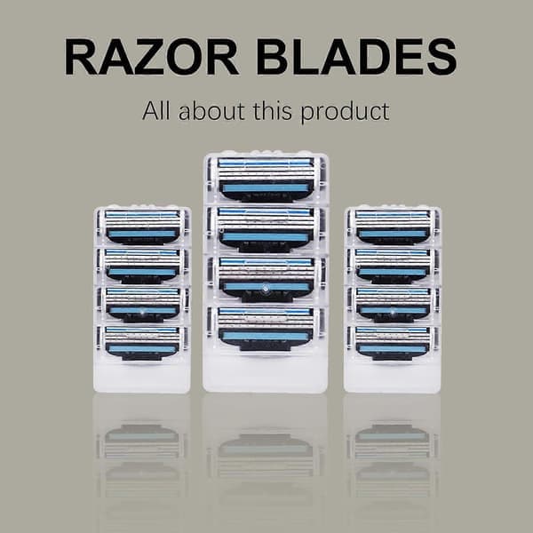 12 manuelle barberblader for Gillette Mach 3-høvler, 3-lags erstatning