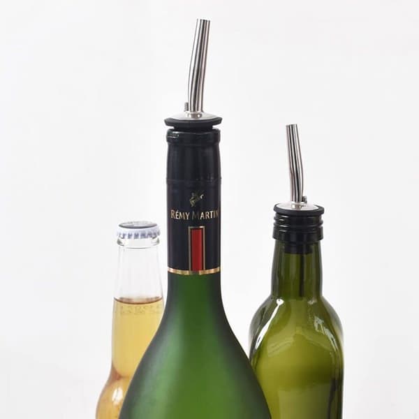 24 hældetude i rustfrit stål med gummipropper, velegnet til alkohol/eddike/olie