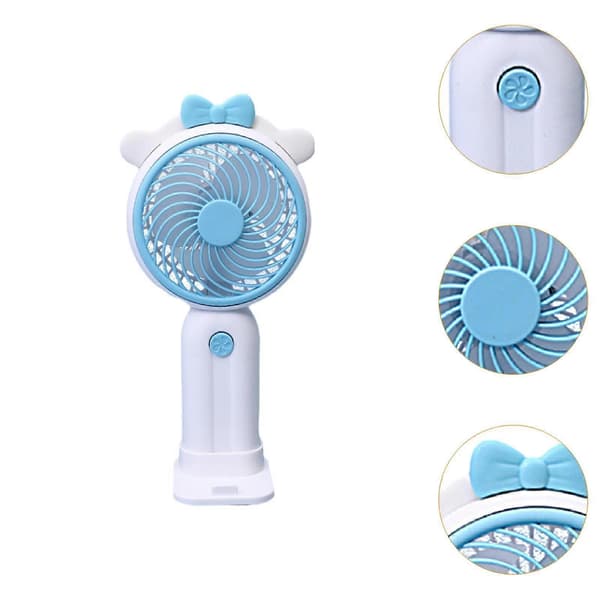 Bærbar Håndholdt Ventilator Mini Bærbar Ventilator Genopladelig Ventilator med Base Køleventilator Blue