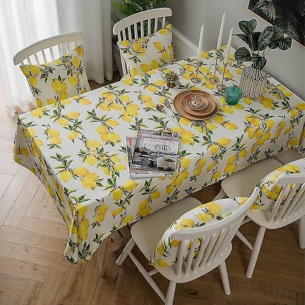Sølebestandig sitronduk i polyester for vår- og sommerbruk, 52 x 70 tommer rektangulær