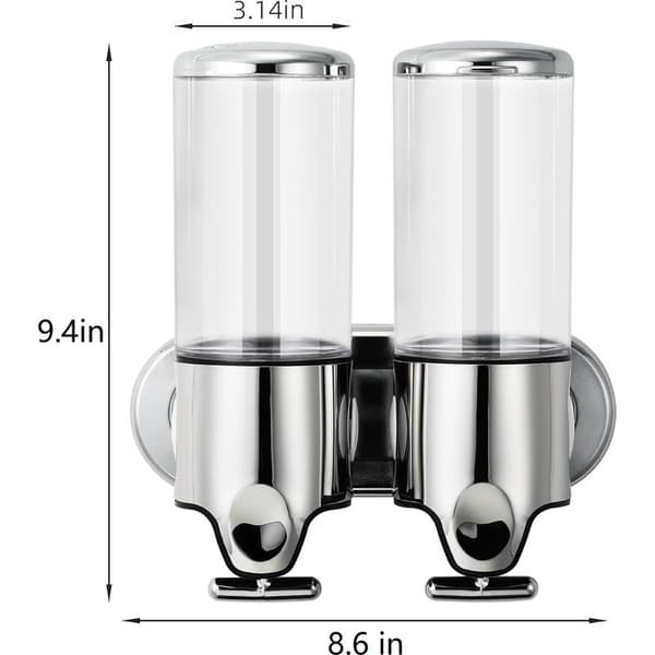 1000 ml Väggmonterad Tvåldispenser – Transparent ABS och Rostfritt Stål – Tryckknappsmontering – För Badrum och Kök