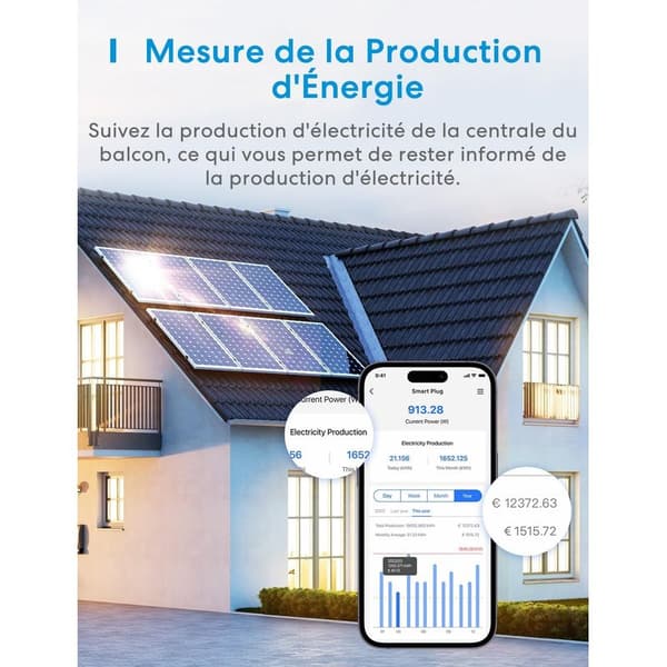 Smartplugg (Type E), 16A WiFi-plugg kompatibel med Alexa og Google Home, smart strømuttak med stemmestyring, fjernkontroll og Bluetooth-oppsett