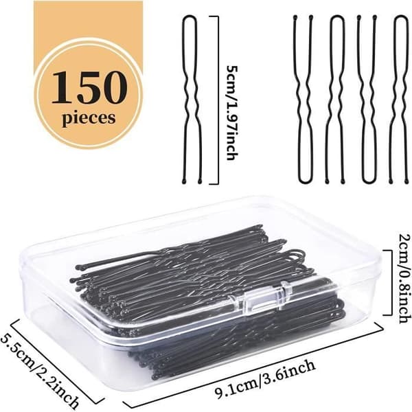 Hårnål - Ikke specificeret - 150 STK - Metal - U-formet - Sort