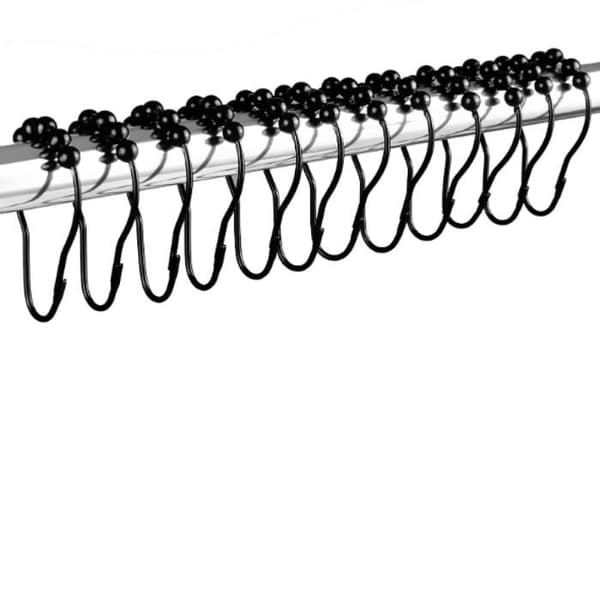 12 stk. - RVS Gardinringe - Glider jævnt - 70x38 mm - Sort