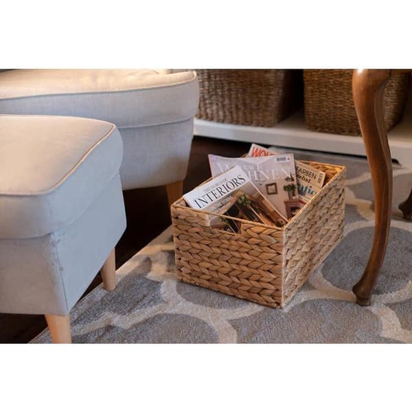 Rektangulär vävd förvaringskorg av vattenhyacint och sjögräs, rektangulär, 37 cm x 3 stycken