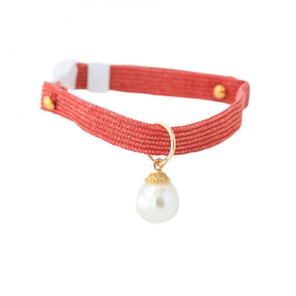 Halsband för katter i nylon, justerbart med säkerhetsspänne (röd)