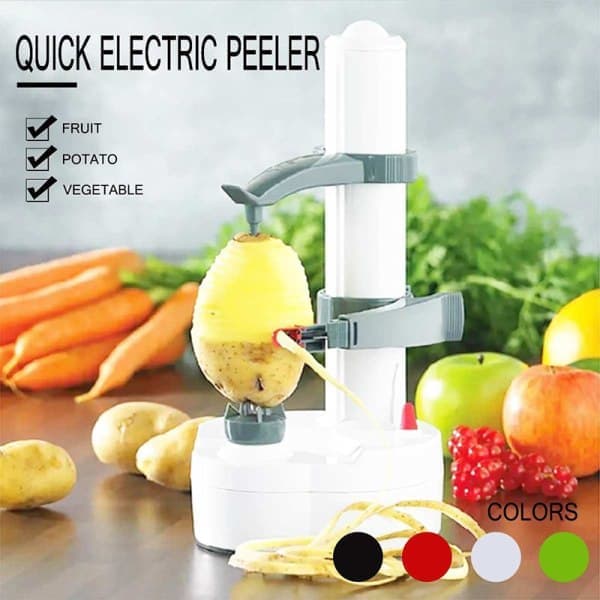 Elektrisk grönsaks- och fruktskalare, automatisk rotationsfunktion, vit