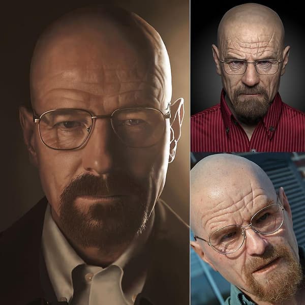 Breaking Bad Gammel Mann Forkledning Full Maske Halloween Cosplay Hodeplagg