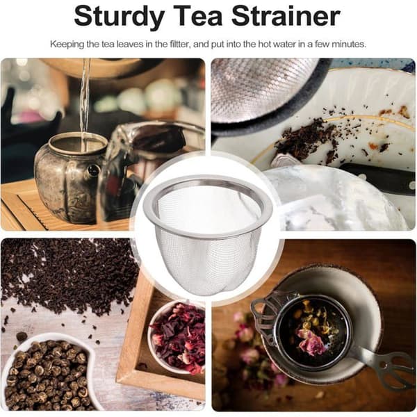 Sæt med 8 te-si i rustfrit stål 6,5 x 4,5 cm, infusers til tekande og løs te