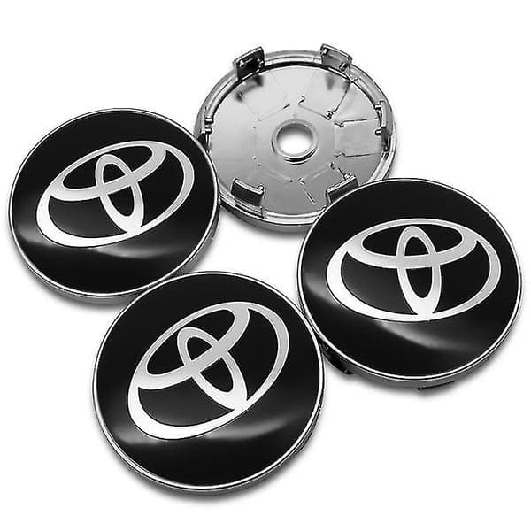 Sorte og krom Toyota hjulkapsler 60mm 4 stk.