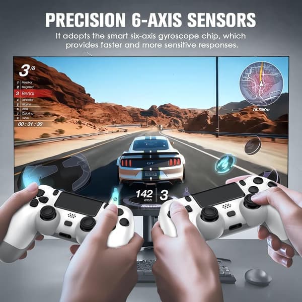 Trådlös PS4-kontroll – 2-pack för PlayStation 4 med vibration och ljud – Vit white