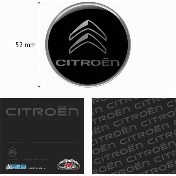 Citroën 3D Emblem - Sort - 1 Styk - Polyurethanharpiks - Selvklæbende til Biler - Til Karosseri - 52 mm