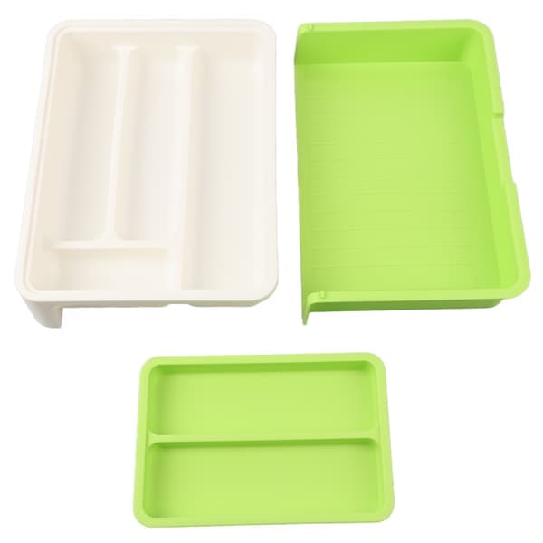 Kitchen Drawer Organizer Plastic Multifunctional Flexible Separation Space Saving Drawer Utensil Tray Holder for Cutlery Silverware Knives Easy
