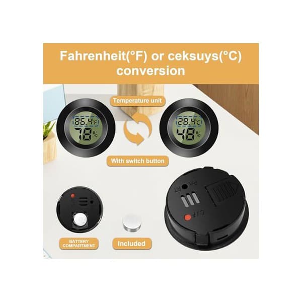 Digitalt indendørs termometer - Mini hygrometer - Digital LCD-skærm - Luftfugter til luftfugter, kælder, babyværelse (2)