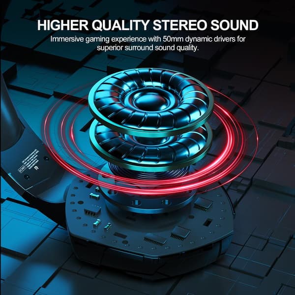 PS4 Gaming Headset for PS5, PC, Switch, G2000 Pro Bluetooth Trådløse Øreklokker for Telefon, Laptop, med Avtakbar Støyreduserende Mikrofon, Ste Red