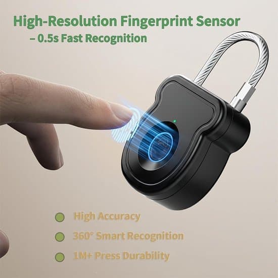 Smart fingeravtrykkslås – 2026 0,5s opplåsing, 365-dagers batteri, USB-nødstrøm – Vanntett