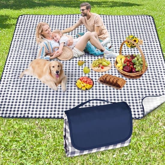 Vandtæt picnictæppe - 200*200 cm campingmåtte - strandmåtte - picnictæppe til picnics, camping og strand - Blå